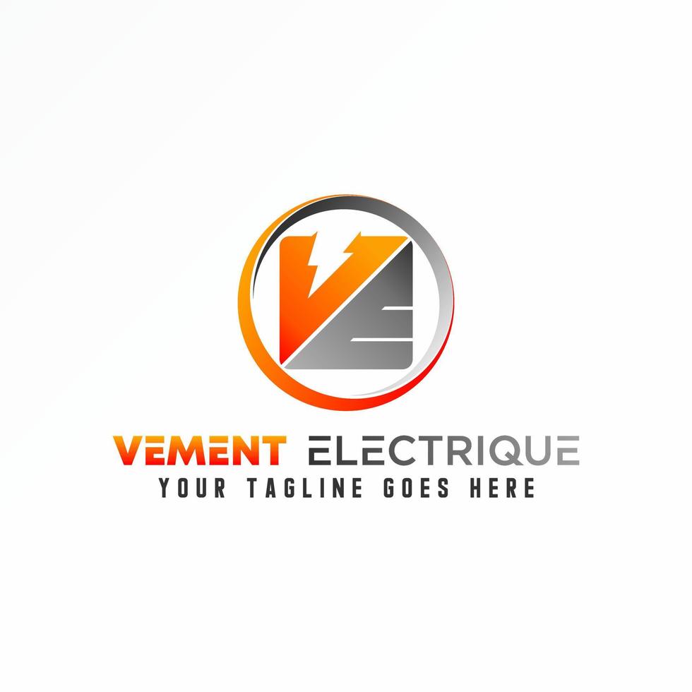 lettre ou mot ve ou ev police en cercle avec alimentation ou image électrique icône graphique logo design concept abstrait vecteur stock. peut être utilisé comme symbole lié à l'initiale ou à l'énergie