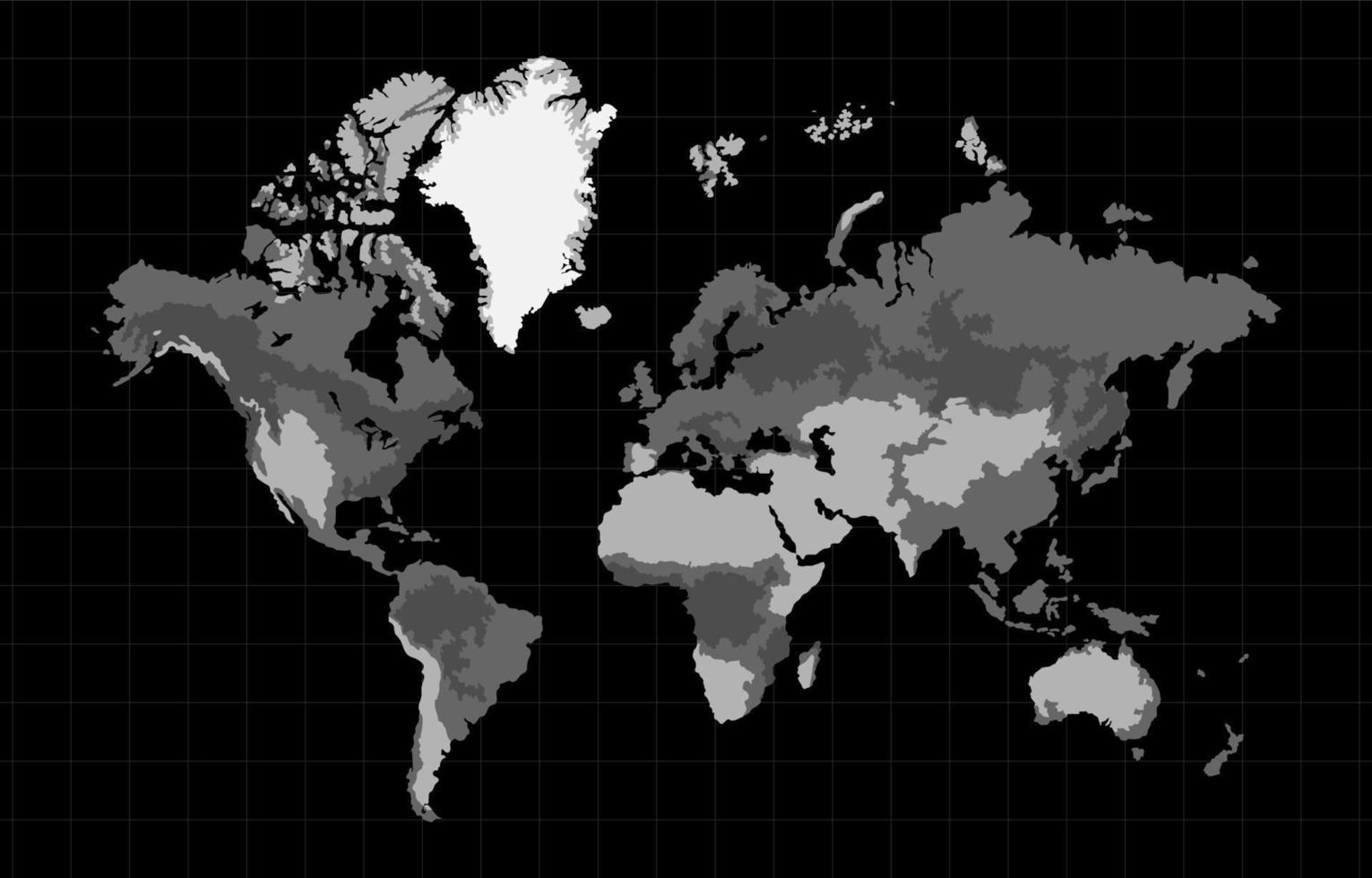 carte du monde avec un style de couleur noir et blanc vecteur