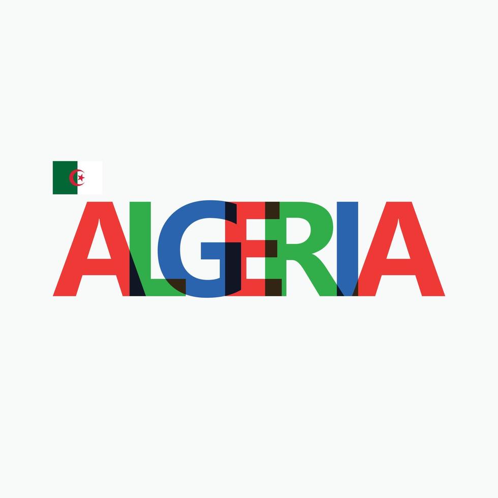 typographie colorée de l'algérie avec son drapeau national. typographie des pays d'afrique du nord. vecteur