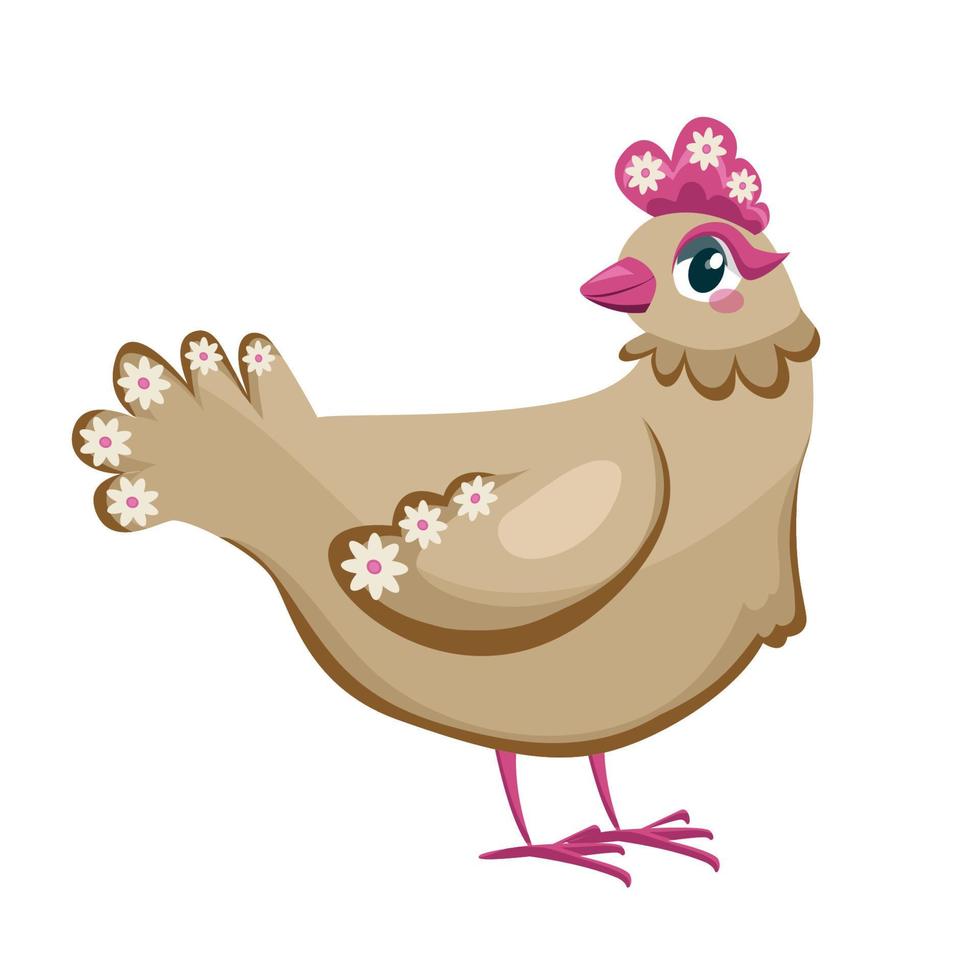 illustration d'icône vectorielle de poulet maman mignonne. concept d'icône de nature animale isolé vecteur premium. style de dessin animé plat