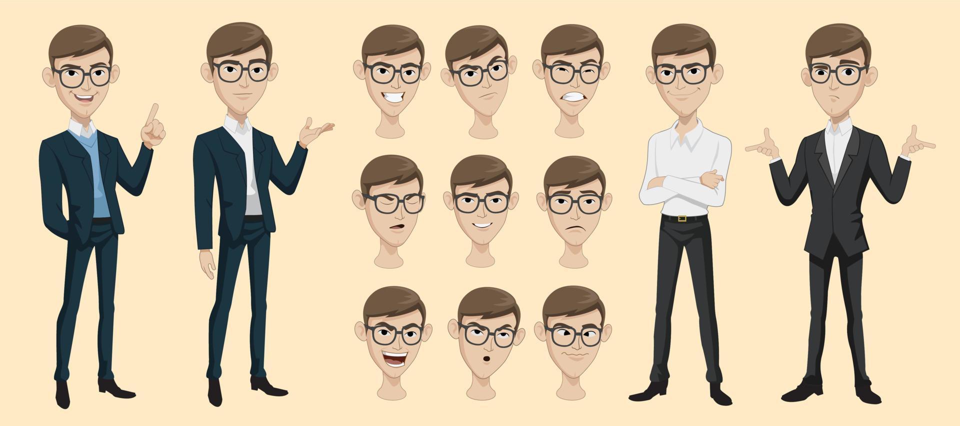 homme de bureau d'illustration vectorielle utilisé pour la présentation d'images, mascotte vecteur