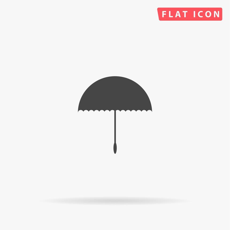 parapluie simple. symbole plat noir simple avec ombre sur fond blanc. pictogramme d'illustration vectorielle vecteur