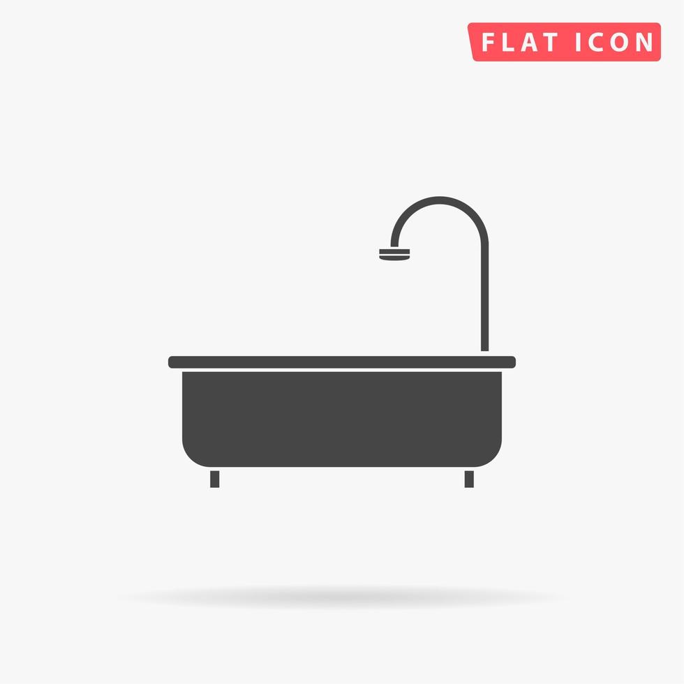 baignoire. symbole plat noir simple avec ombre sur fond blanc. pictogramme d'illustration vectorielle vecteur