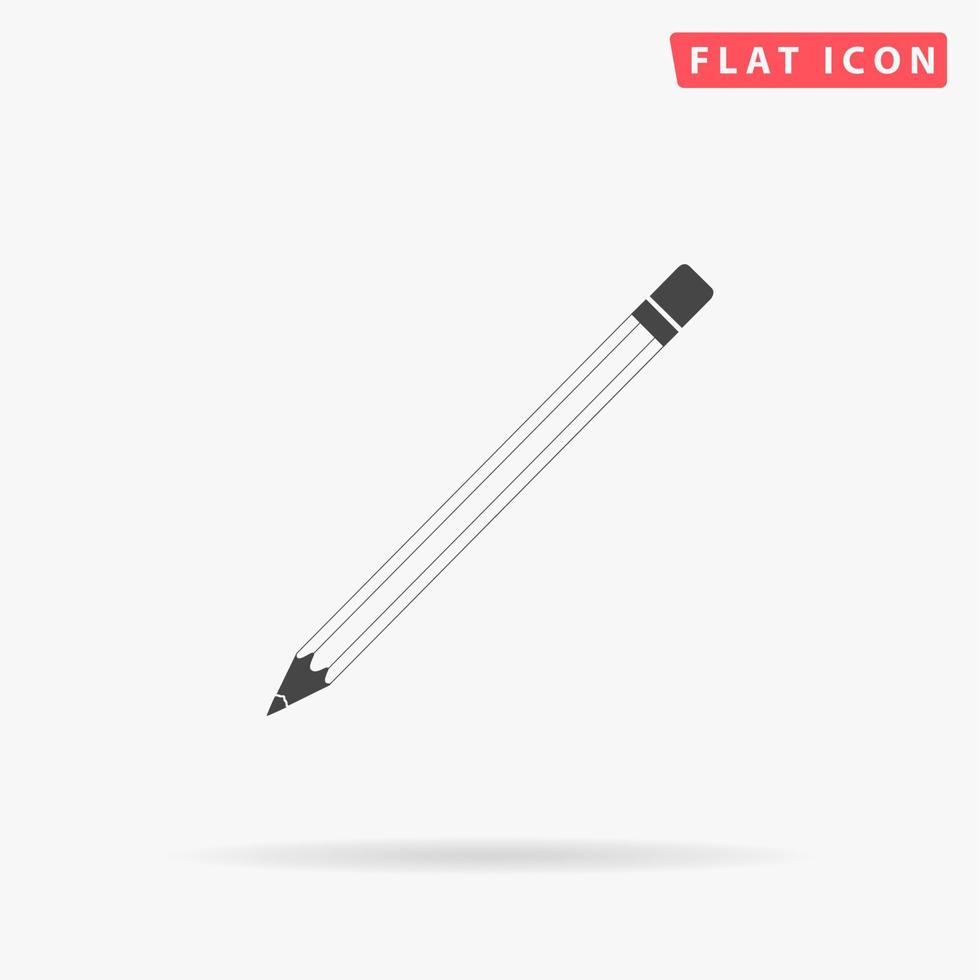 simple crayon. symbole plat noir simple avec ombre sur fond blanc. pictogramme d'illustration vectorielle vecteur