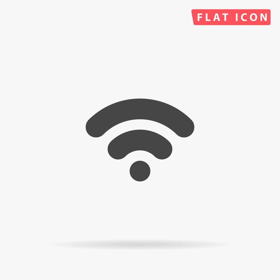 symbole de réseau wifi simple. symbole plat noir simple avec ombre sur fond blanc. pictogramme d'illustration vectorielle vecteur