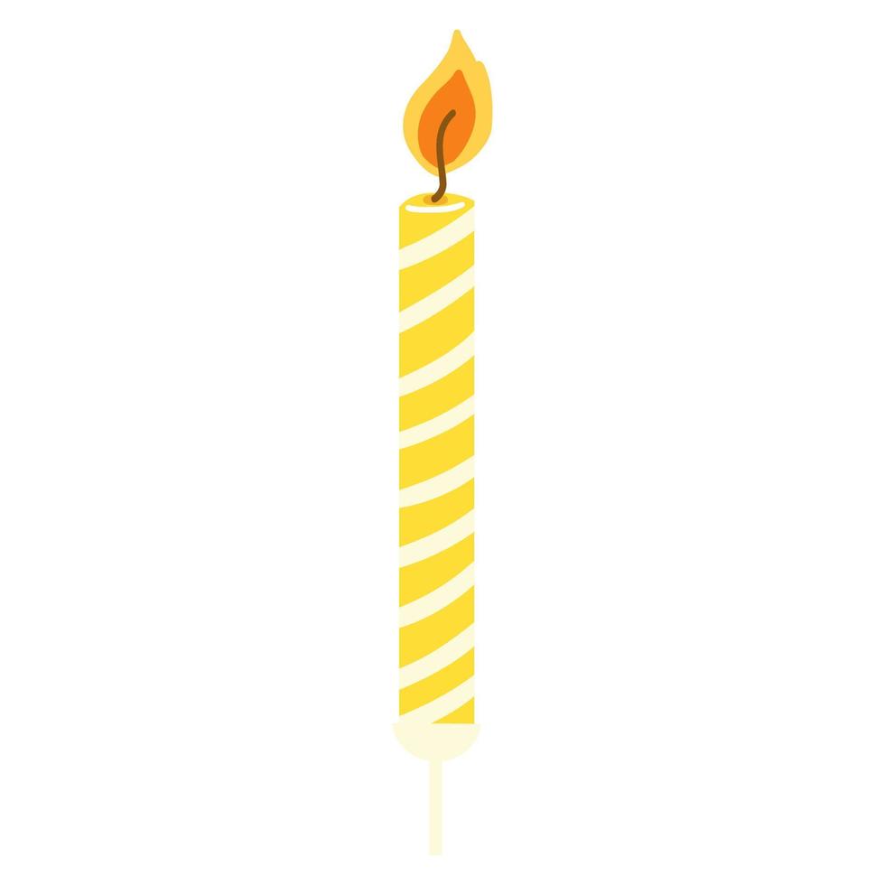 Bougie D'anniversaire Du Numéro 1 Pour Le 1er Anniversaire. Bougie En Cire  En Forme De Figure Rougeoyante Avec Flamme Pour Gâteau De Fête Pour Un An.  Illustration Vectorielle Plane Isolée Sur Fond