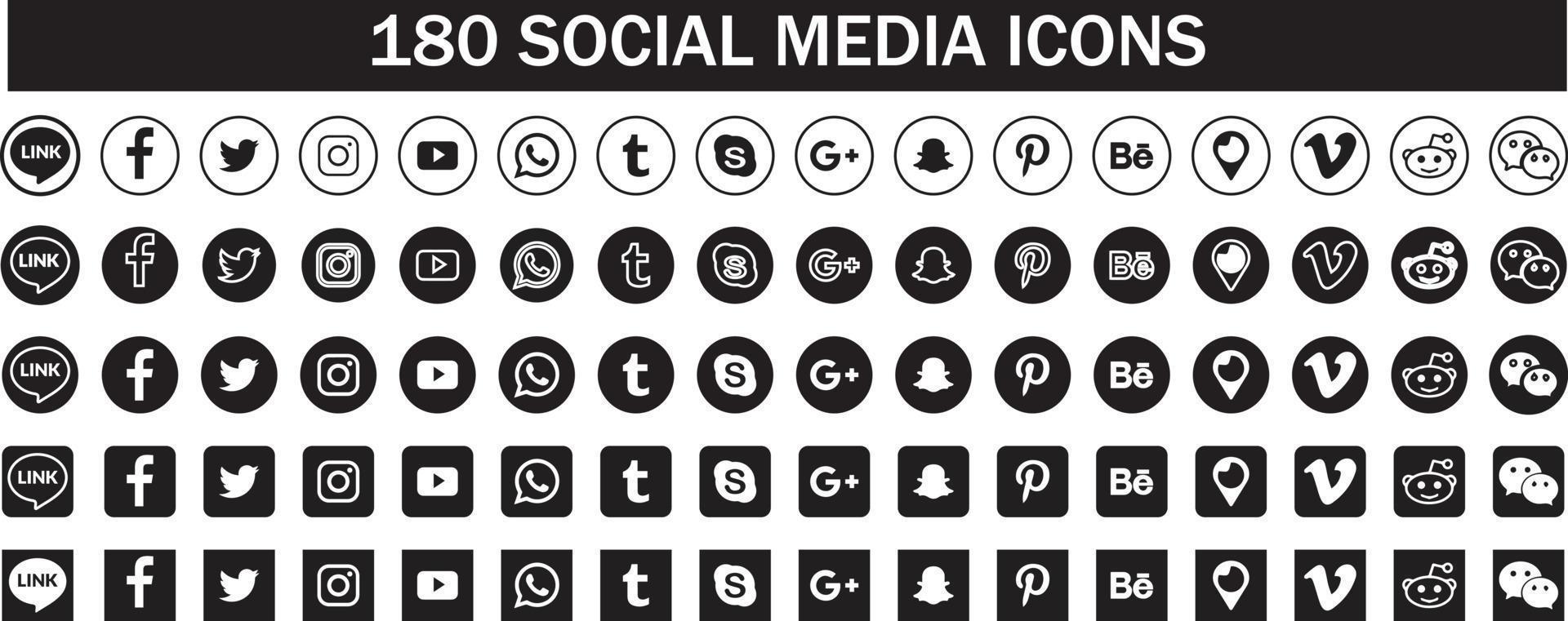 80 icônes de contact définies pour le support d'informations et le symbole de communication. vecteur