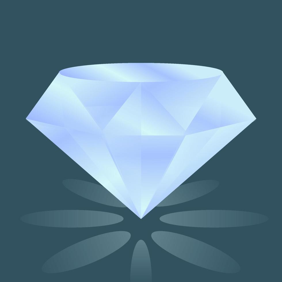 diamant brillant, diamant bleu isolé sur fond bleu 3d vecteur