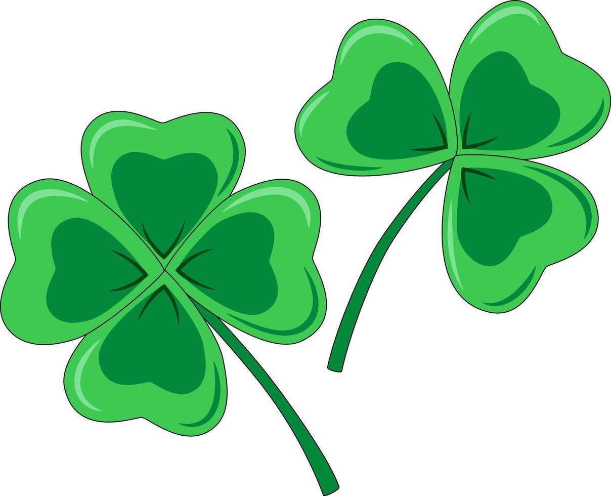 trèfle porte-bonheur à quatre feuilles, symbole de la Saint-Patrick vecteur