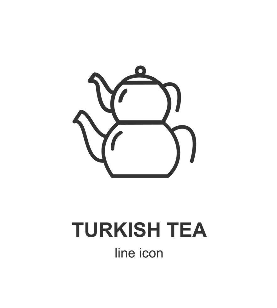 signe de théière de thé turc concept d'emblème d'icône de ligne mince. vecteur