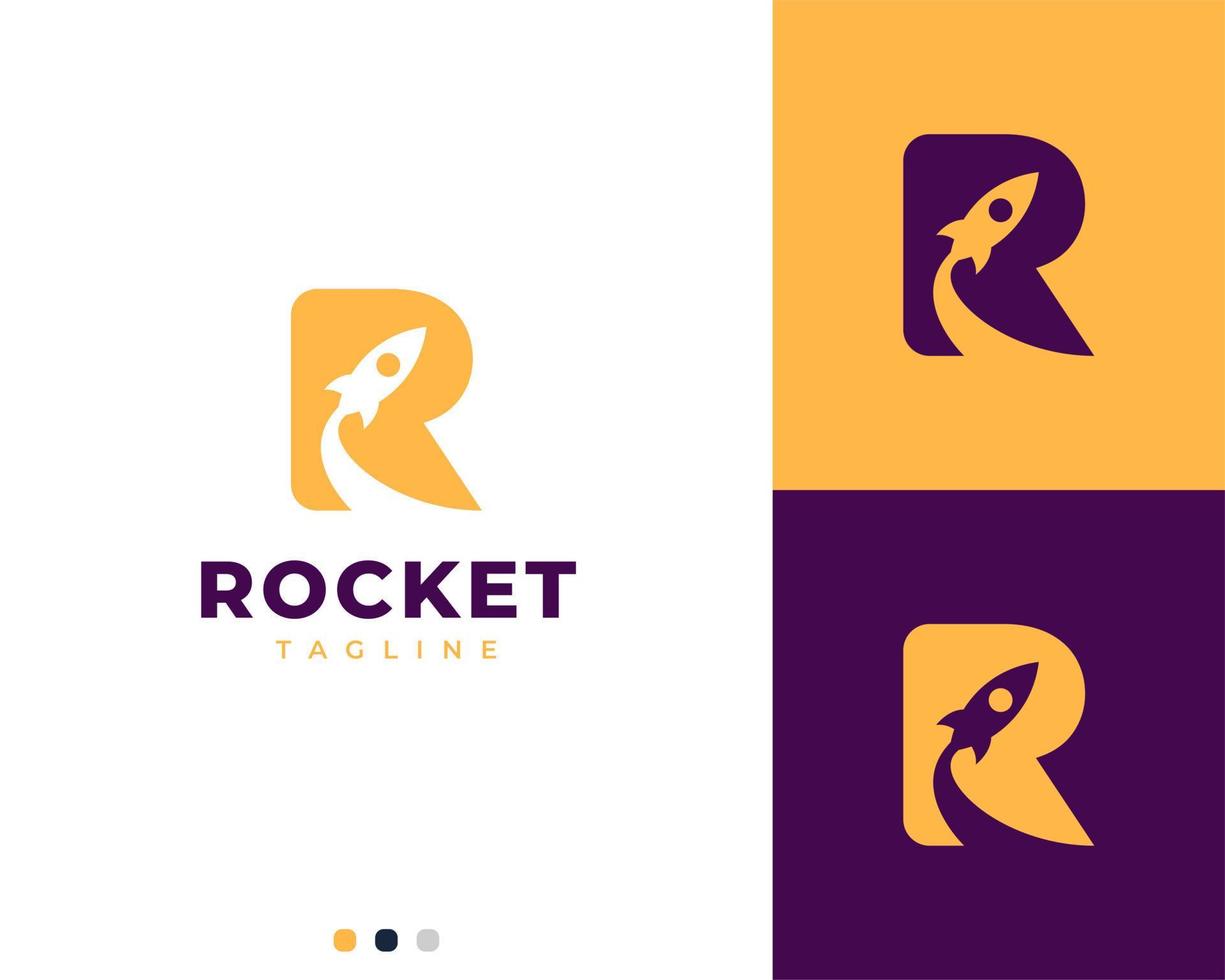 modèle de logo lettre r et fusée vecteur