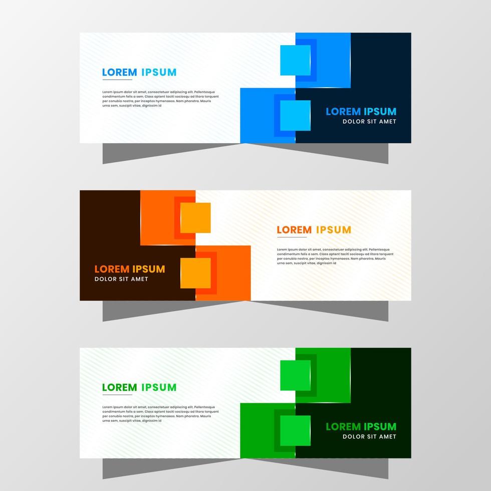 graphique vectoriel de conception de bannière abstraite. avec des couleurs modernes bleu, orange et vert. adapté à la vente de bannières, à la présentation, à la promotion, au dépliant, à l'affiche et à la brochure.