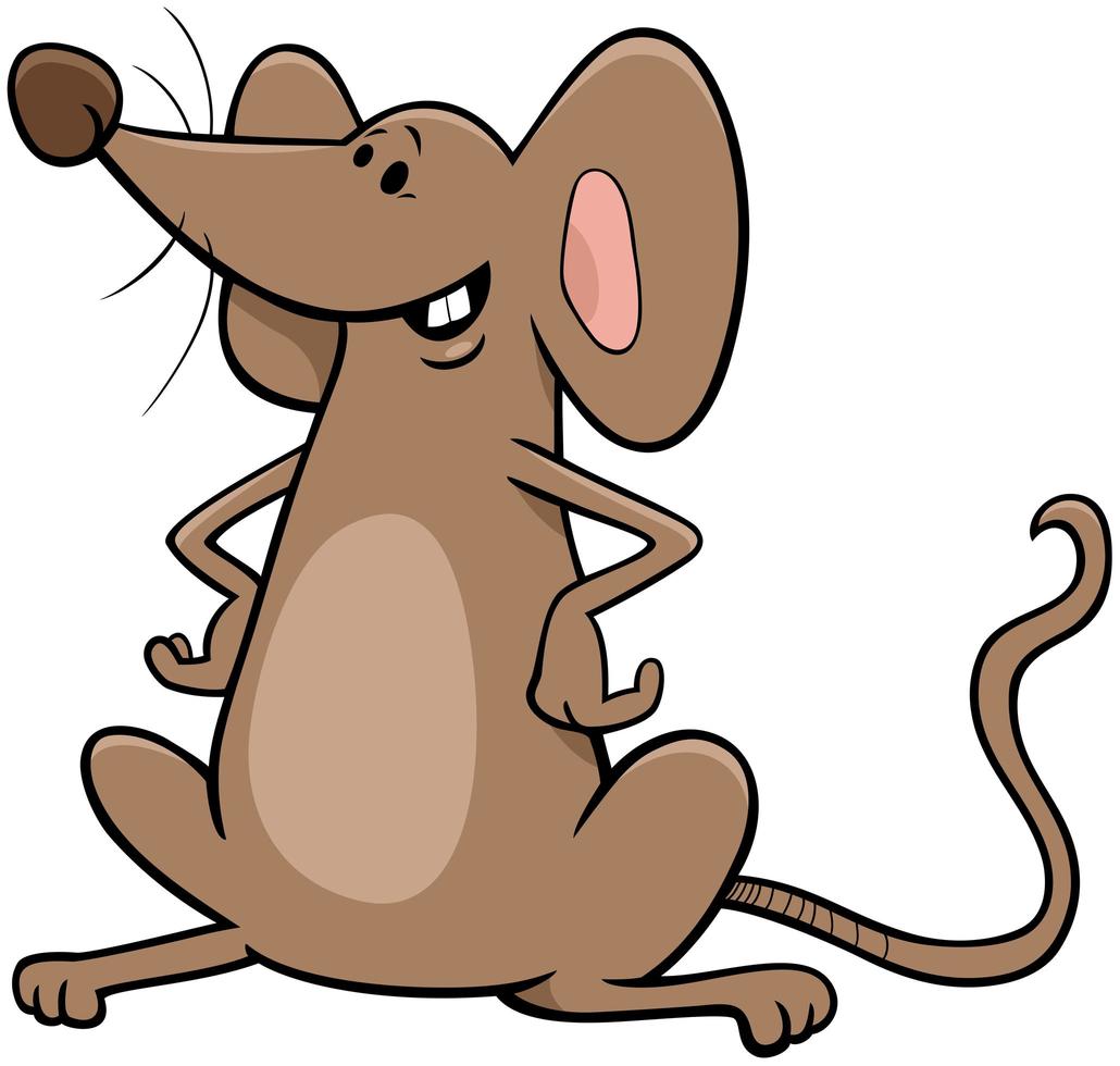 Personnage de dessin animé drôle de souris brune vecteur