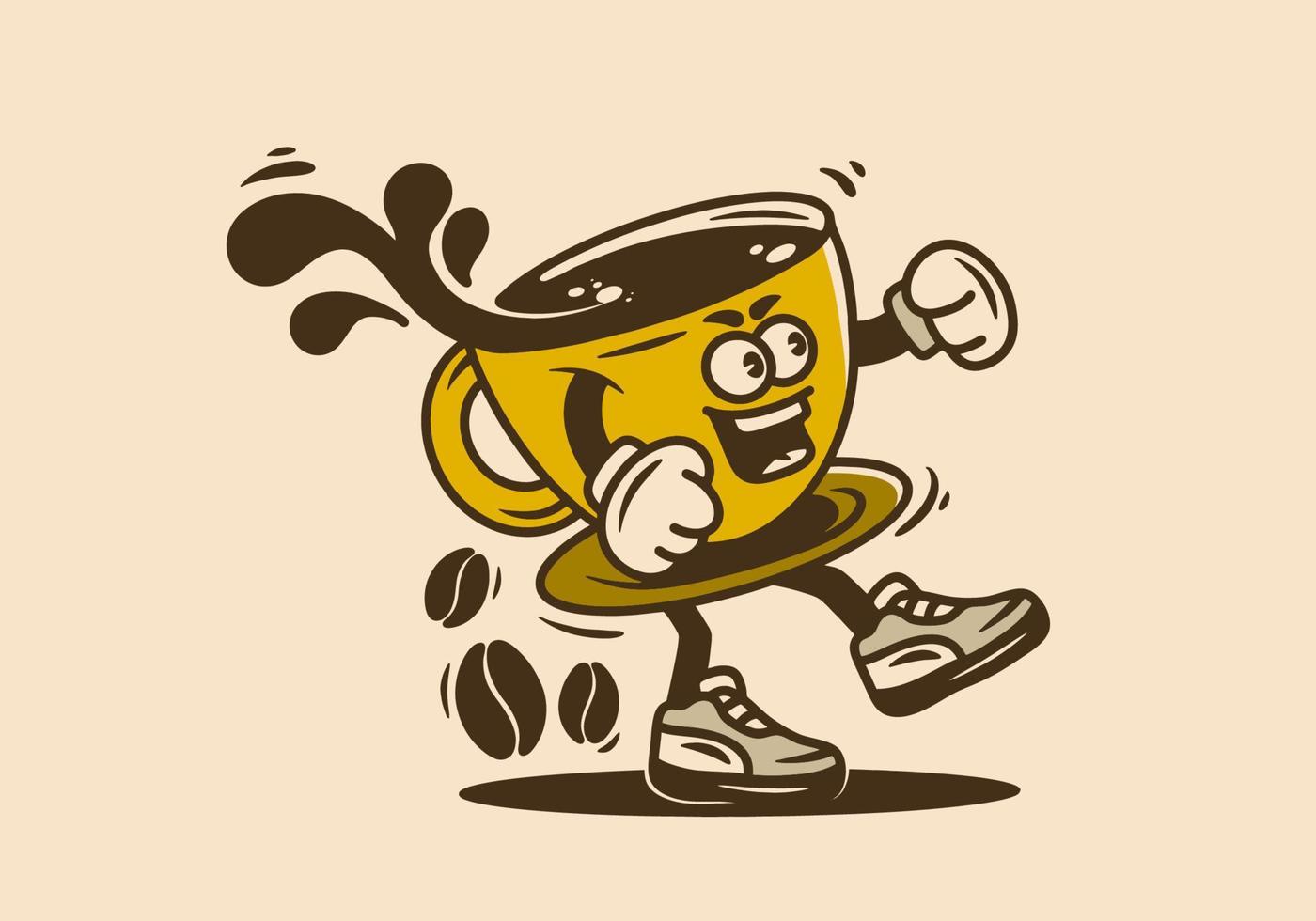 illustration de personnage de mascotte d'une tasse de café vecteur