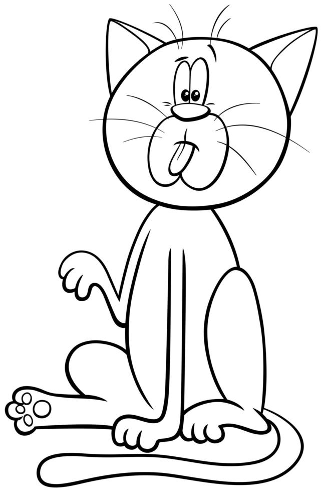 Page de livre de coloriage de caractère chat ou chaton vecteur