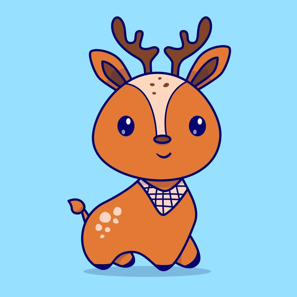 illustration d'icône de dessin animé mignon cerf vecteur