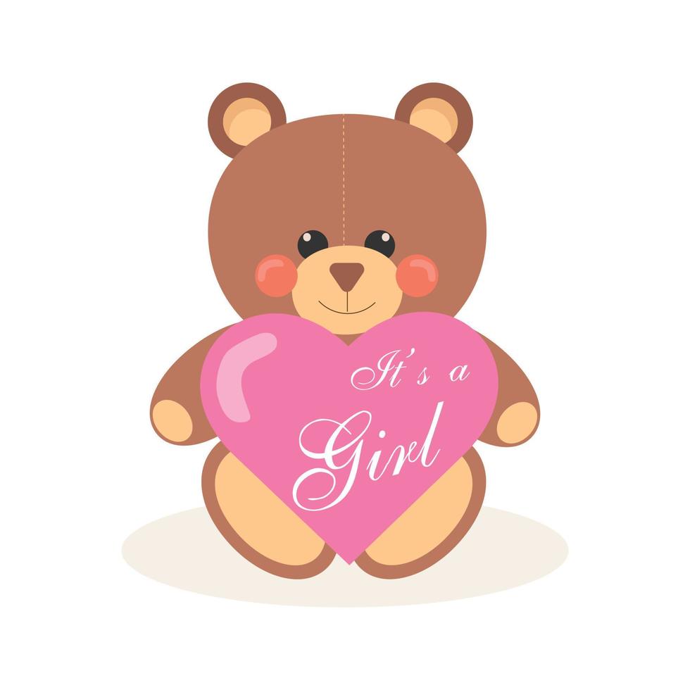 c'est une fille lettering.bear avec amour coeur vecteur