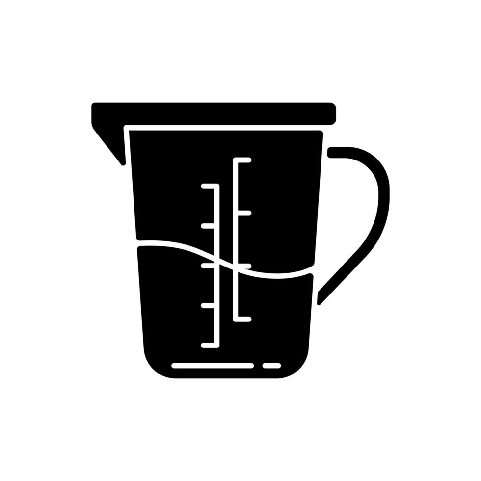 icône de glyphe noir de tasse à mesurer vecteur
