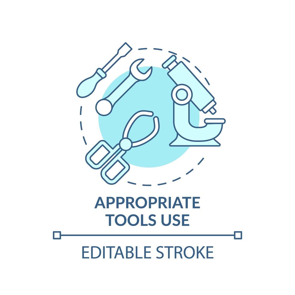 icône de concept d'utilisation des outils appropriés vecteur