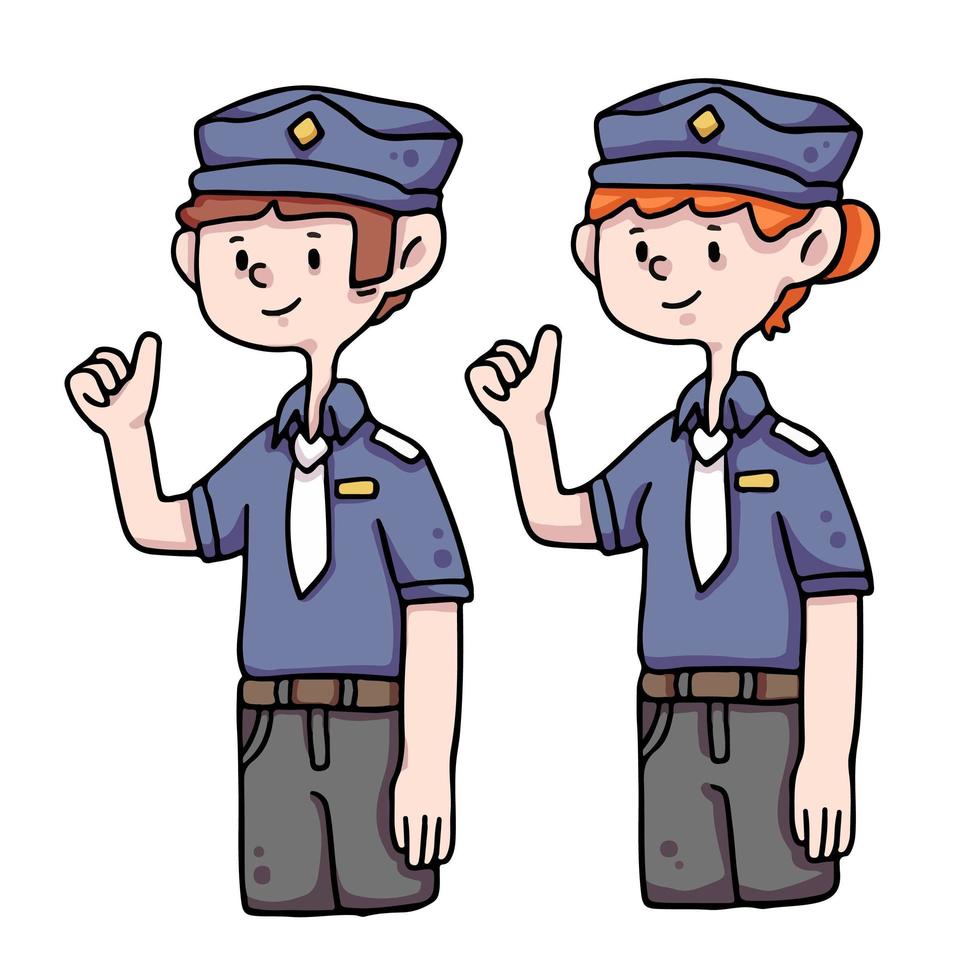 travail d'illustration de dessin animé mignon policier vecteur