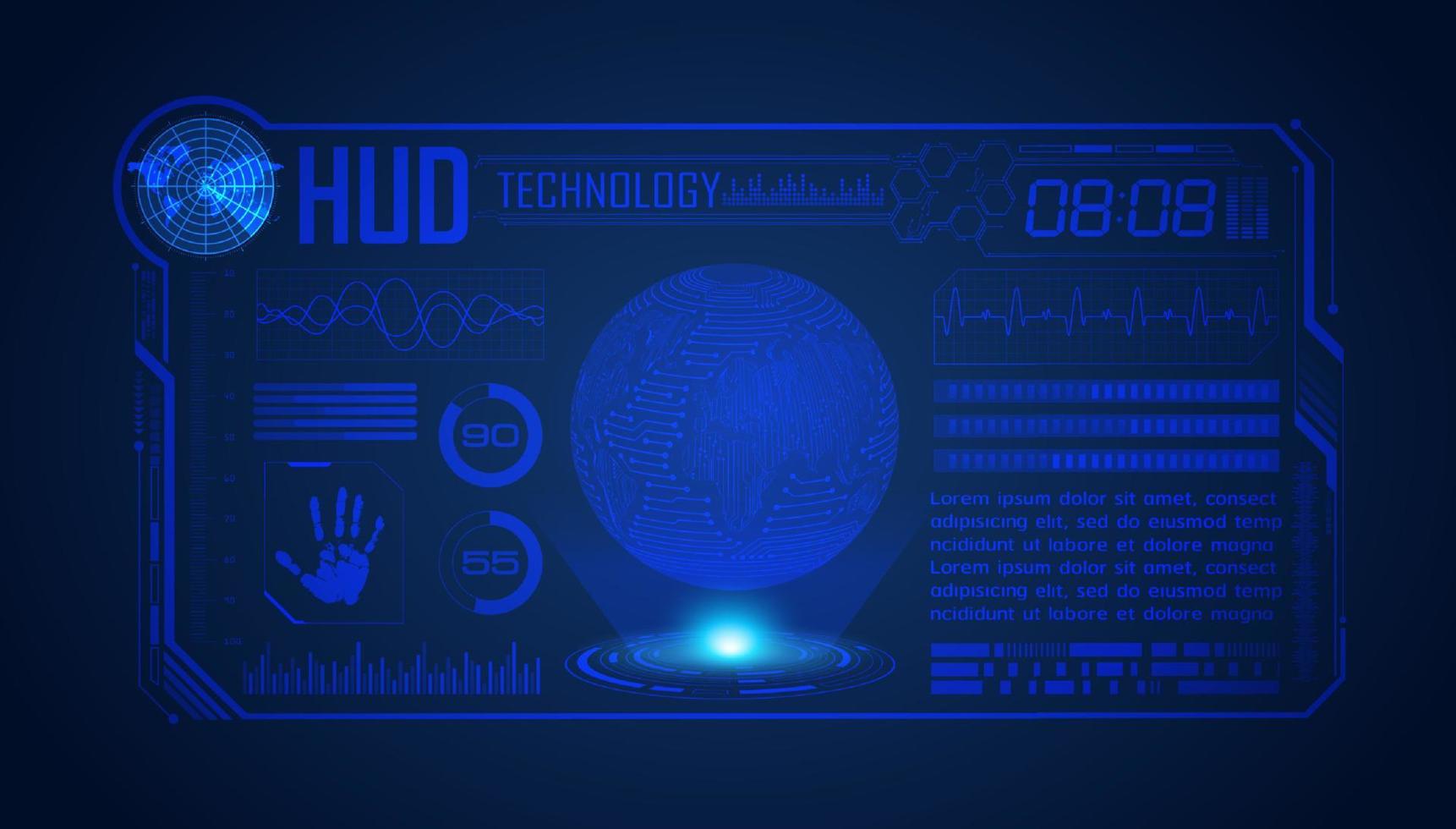 fond décran de technologie hud moderne bleu avec globe vecteur