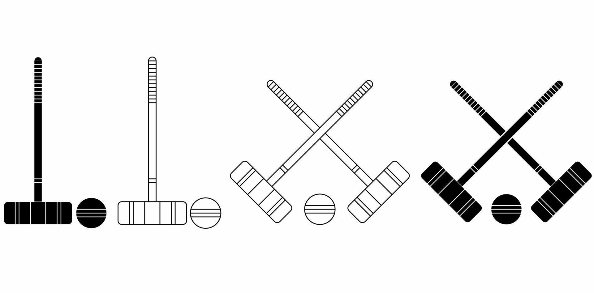 logo de marteau de croquet croisé isolé sur fond blanc vecteur