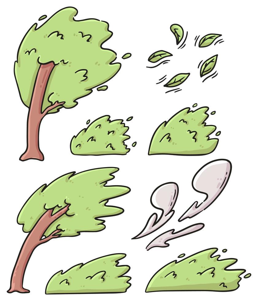 dessin animé différent type d'arbres illustration de dessin animé mignon vecteur