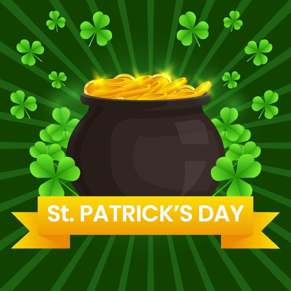 bonne illustration de la saint patrick avec baril contient des pièces vecteur