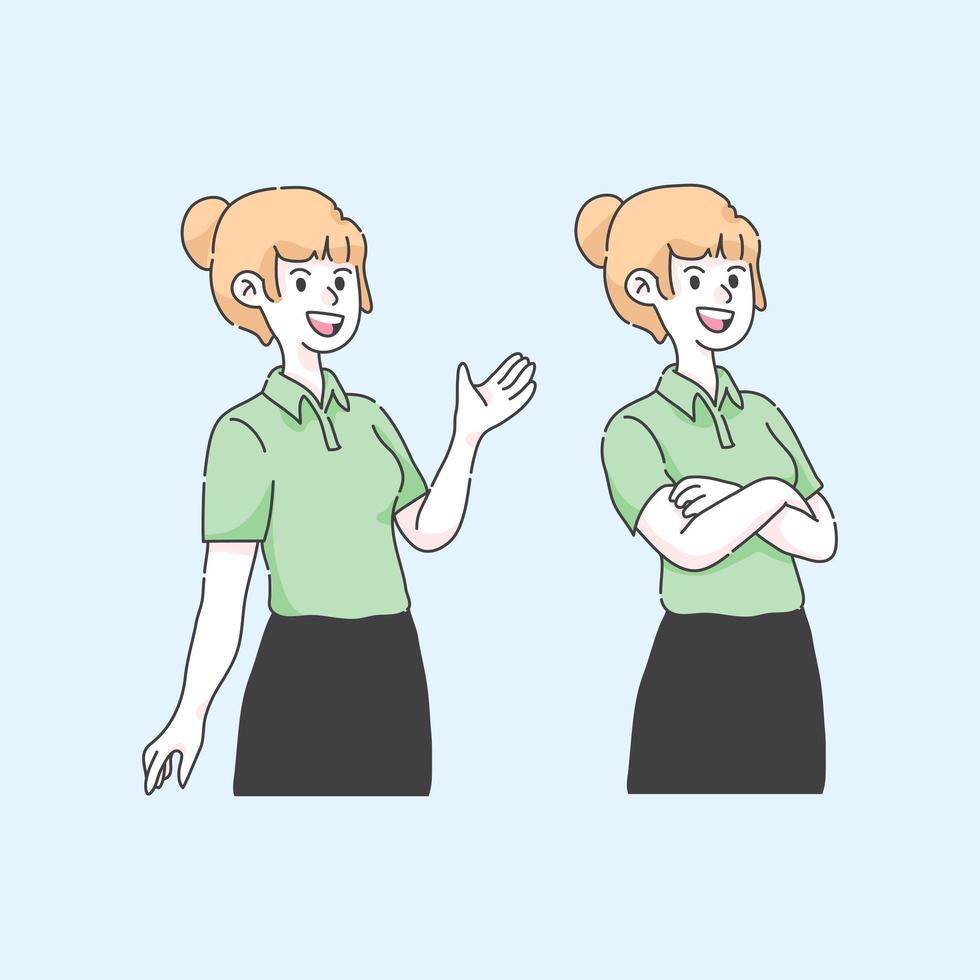 illustration de personnage de présentation fille dessin animé mignon vecteur