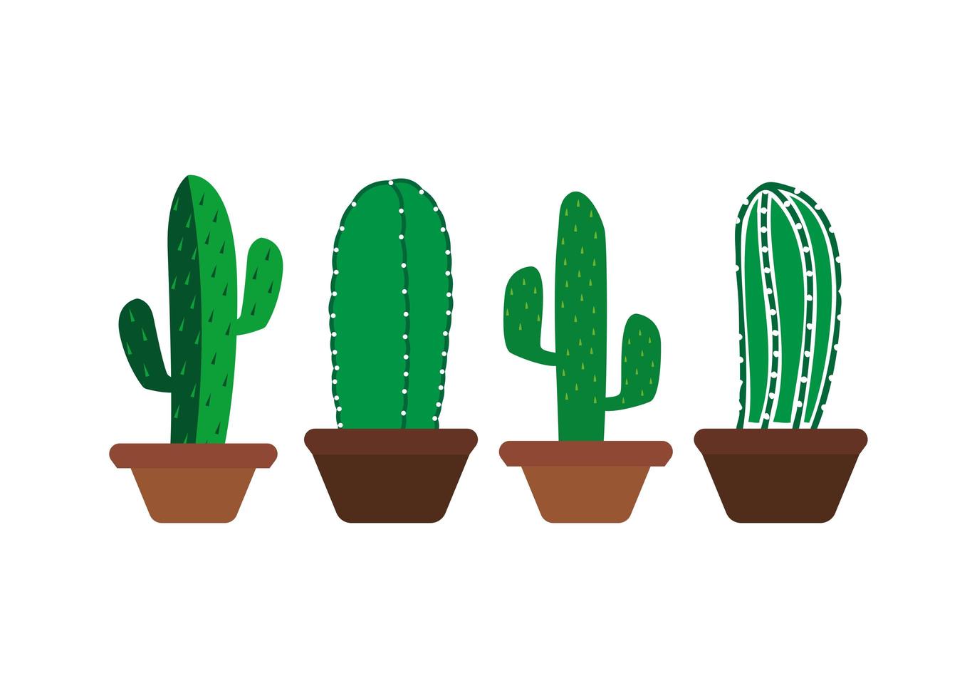 ensemble de modèles de conception icône cactus vecteur