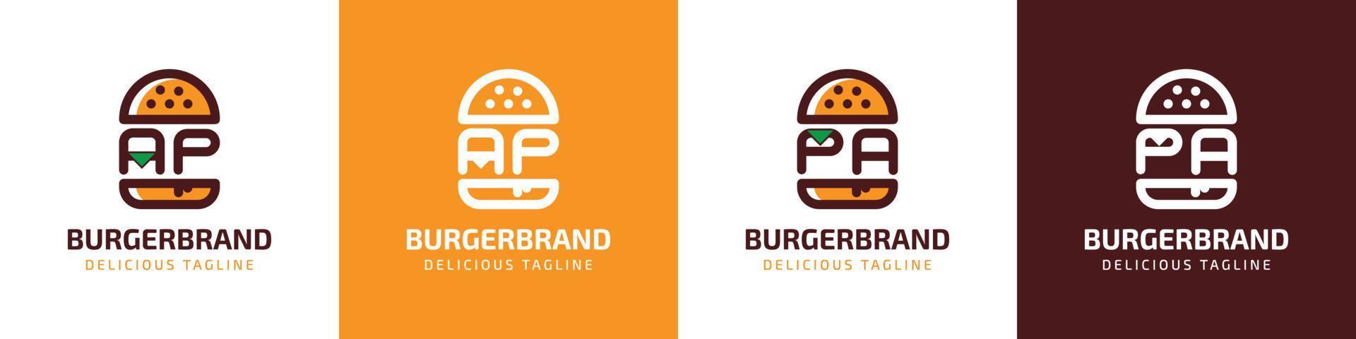 logo lettre ap et pa burger, adapté à toute entreprise liée au burger avec les initiales ap ou pa. vecteur