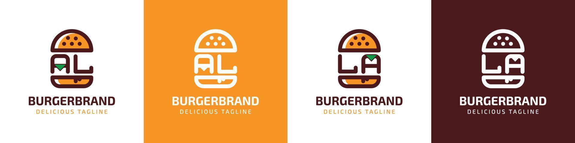 logo lettre al et la burger, adapté à toute entreprise liée au burger avec les initiales al ou la. vecteur