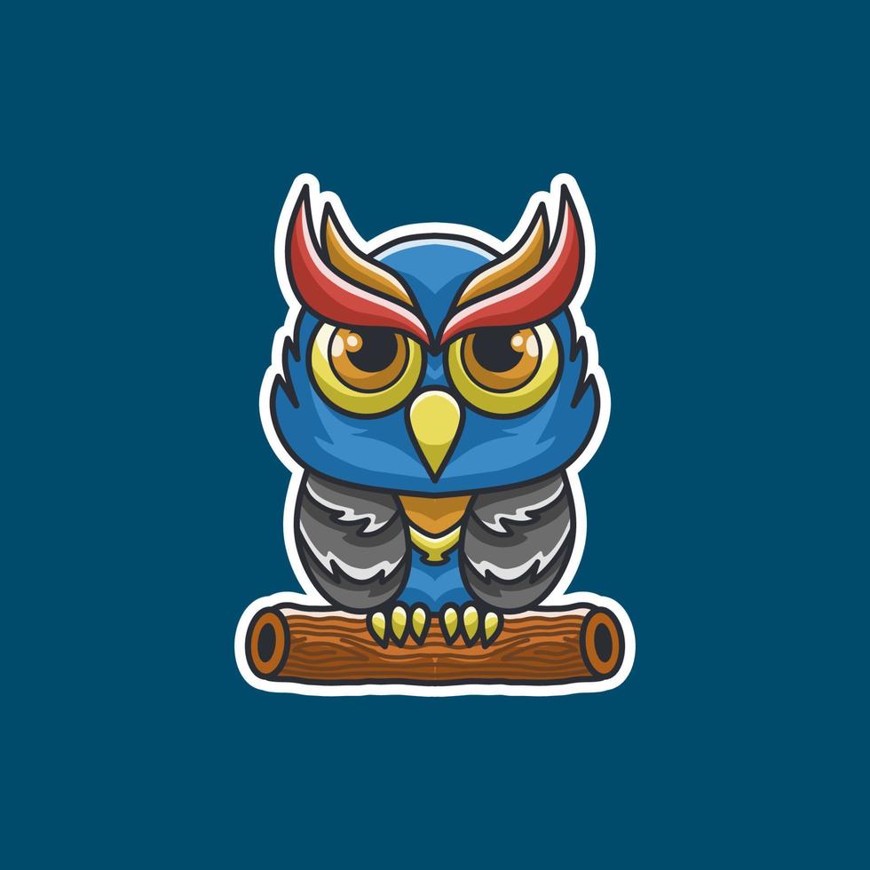 autocollant de mascotte de logo de hibou vecteur