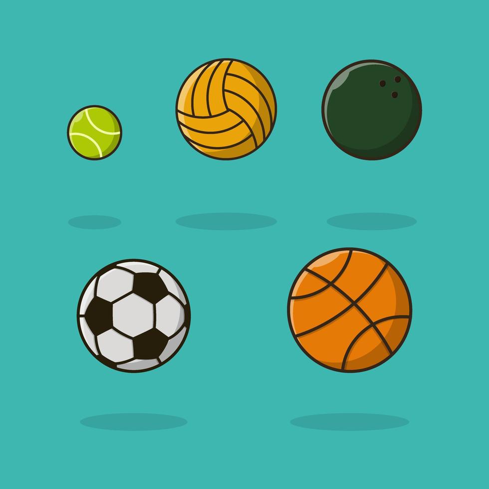 concept balle tennis volley bowling football basket-ball vecteur icône mascotte conception illustrations