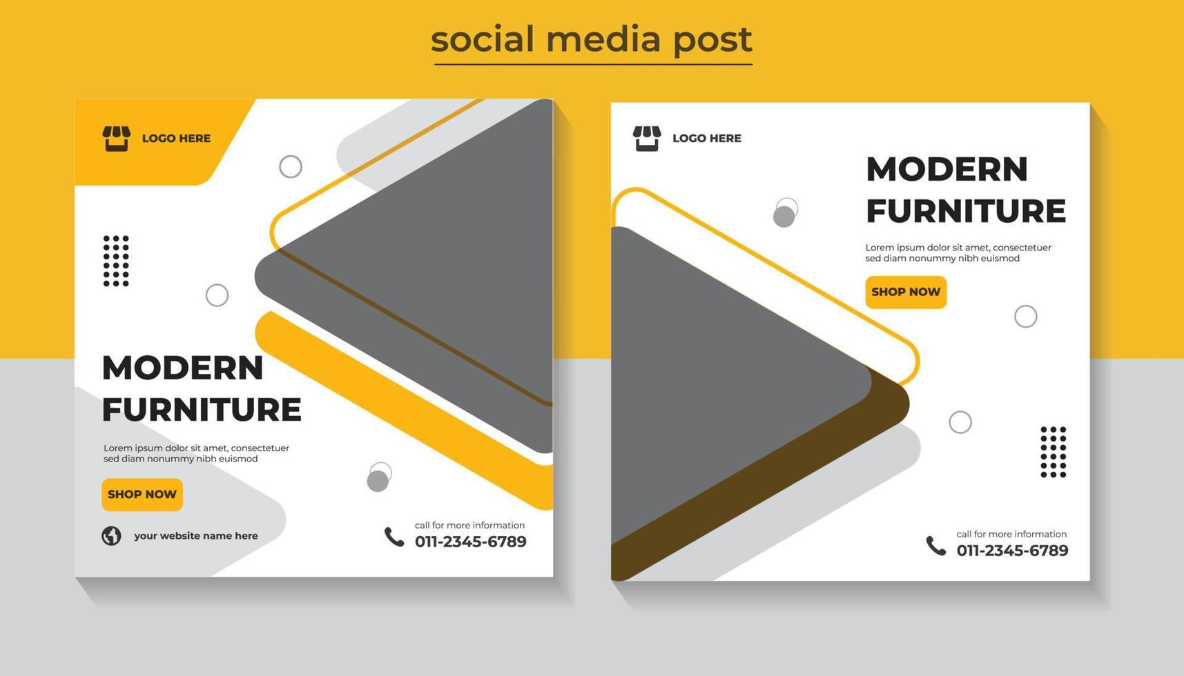 modèle de conception de publication de médias sociaux et de bannière web de vente de meubles modernes vecteur