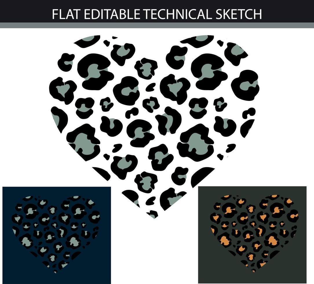 illustration de coeur de léopard en fichier vectoriel de trois options de couleur