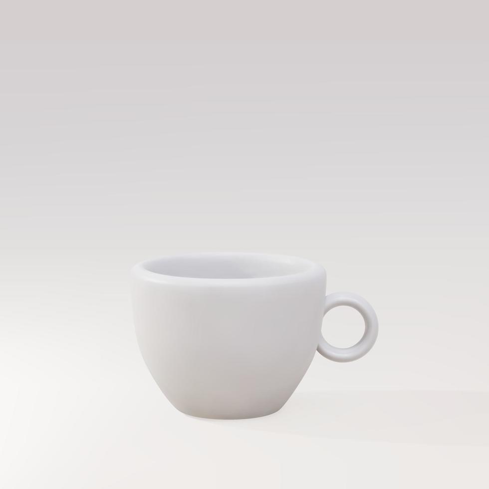 tasse à café 3d sur fond gris. illustration vectorielle. vecteur