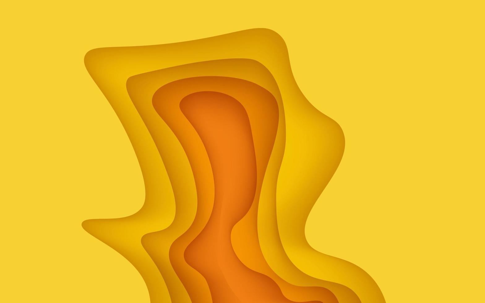 couches de papier 3d de texture de couleur jaune multicouches dans la bannière de vecteur de gradient. conception abstraite de fond d'art découpé en papier pour le modèle de site Web. concept de carte topographique ou coupe de papier origami lisse
