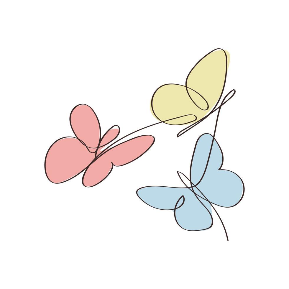 papillons dans une illustration de style art en ligne vecteur