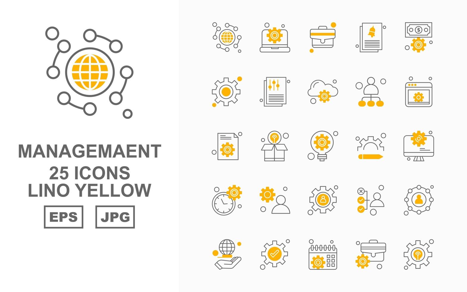 25 Pack d'icônes jaune Premium Management Lino vecteur