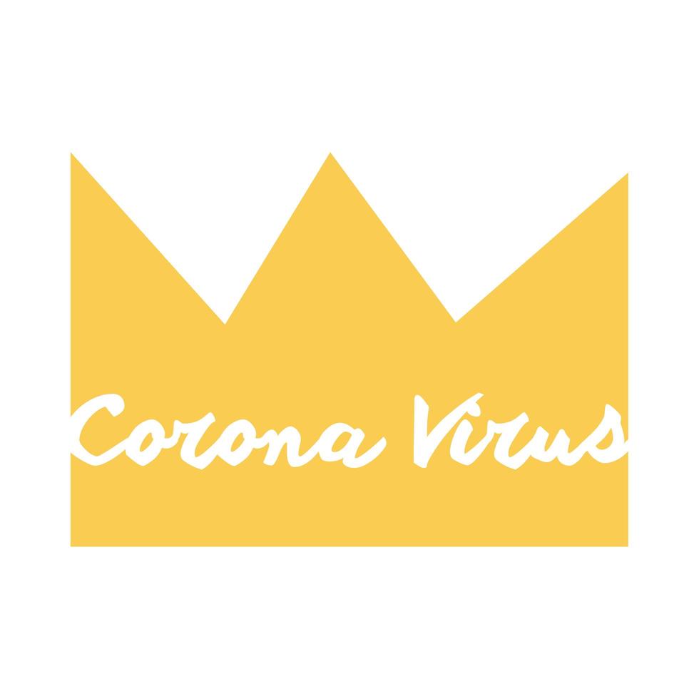 lettrage de campagne covid19 avec couronne style plat icône vector illustration design