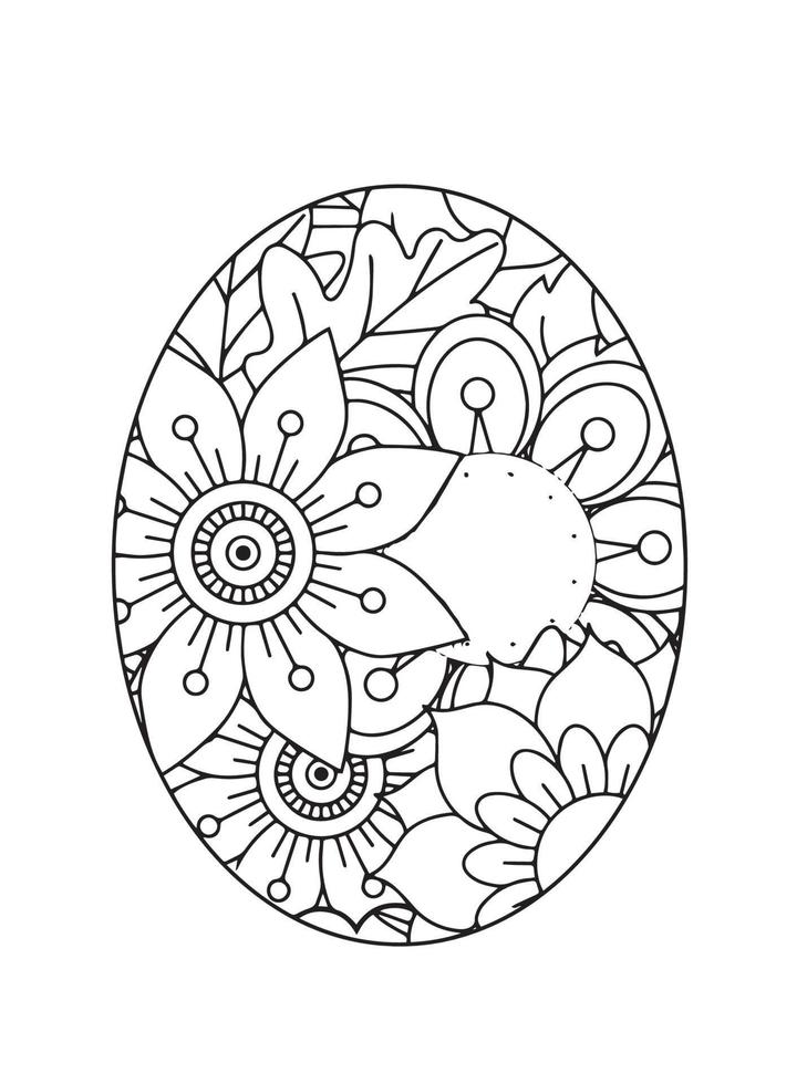 coloriage de mandala d'oeuf de pâques vecteur