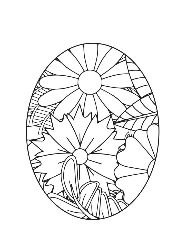 coloriage de mandala d'oeuf de pâques vecteur