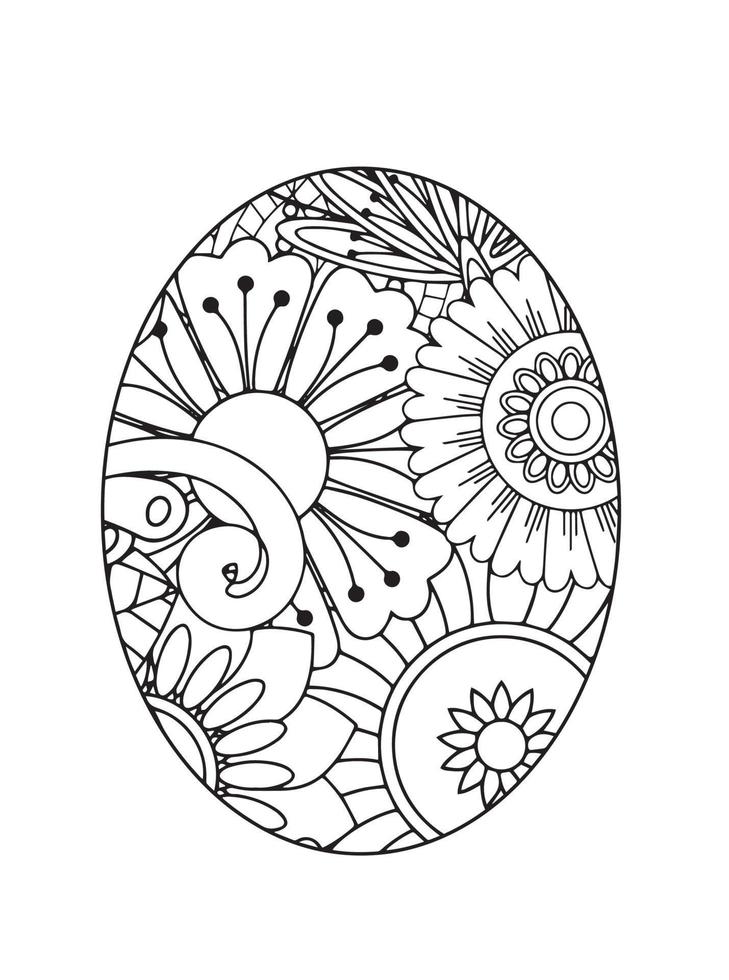 coloriage de mandala d'oeuf de pâques vecteur