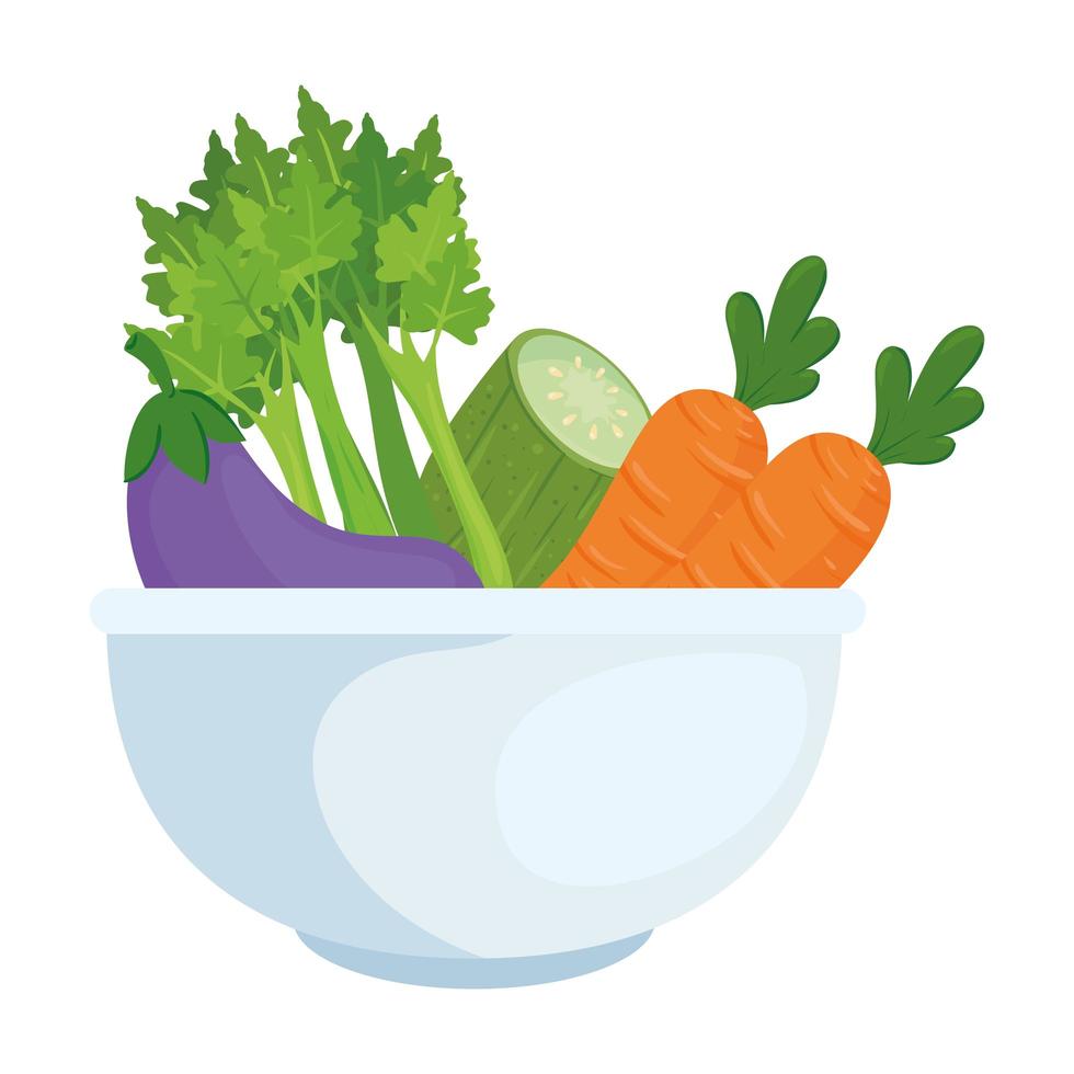 légumes frais dans un bol sur fond blanc vecteur