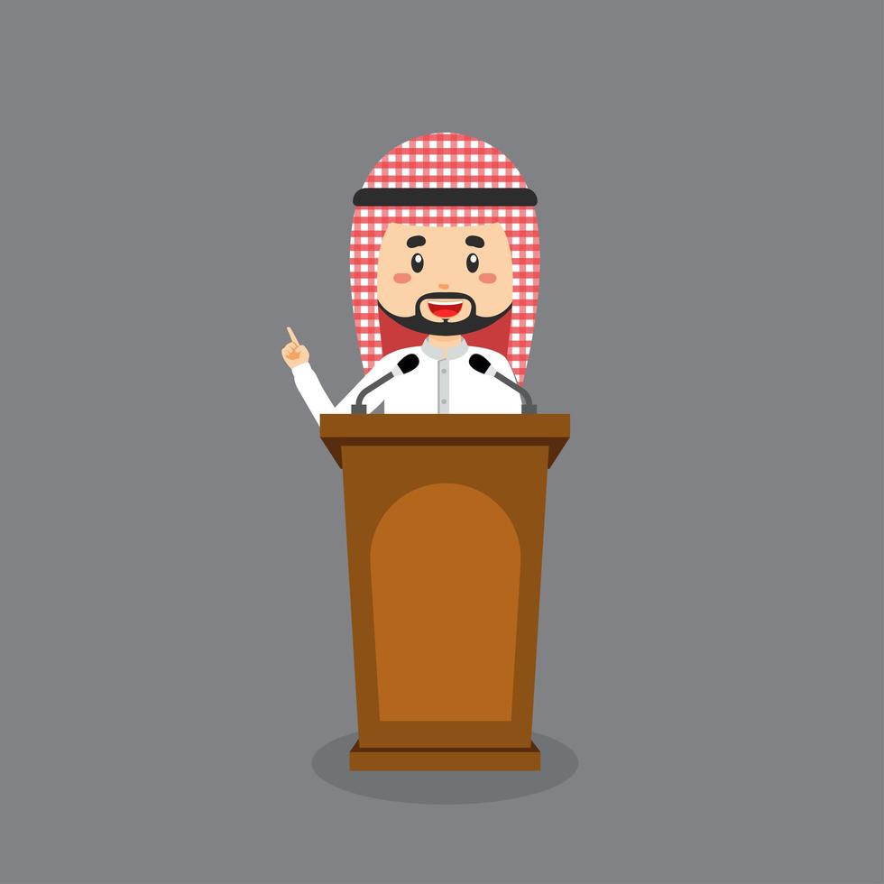 mignon personnage arabe donnant une conférence vecteur