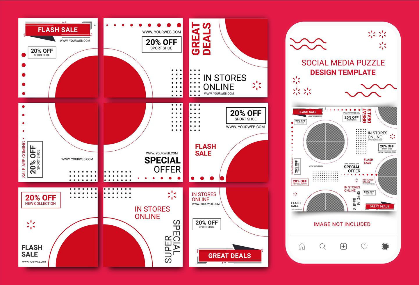 modèle de puzzle carré de publication de médias sociaux vecteur