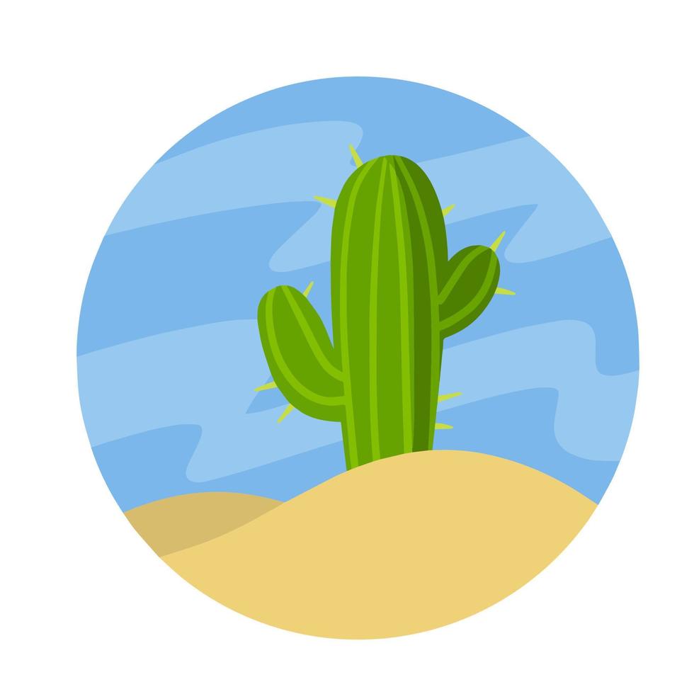 cactus dans le désert. grande plante mexicaine. succulente verte. élément du paysage d'été tropical du sud. illustration de dessin animé plat vecteur