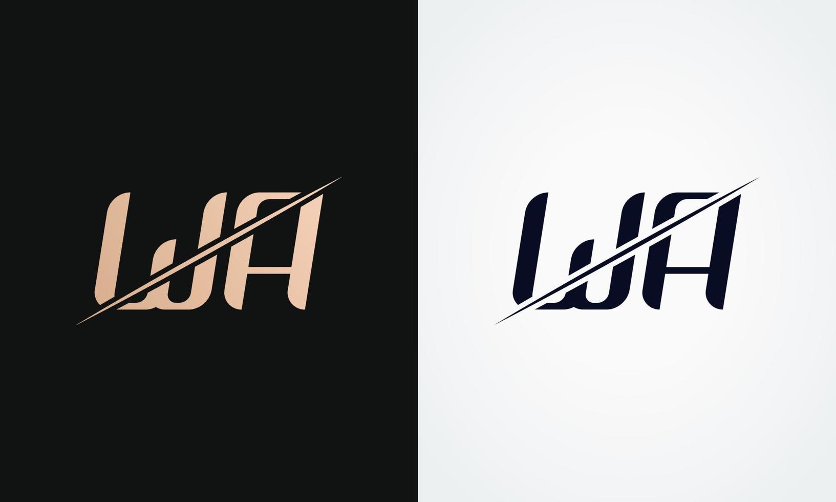 modèle vectoriel de conception de logo de lettre wa. création de logo or et noir lettre wa