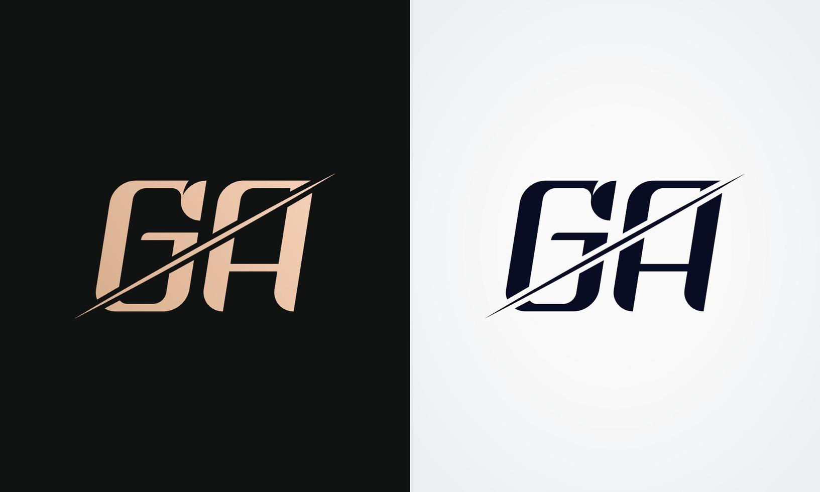 modèle vectoriel de conception de logo de lettre ga. création de logo or et noir lettre ga